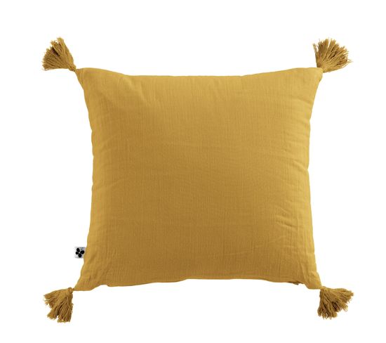 Coussin Dehoussable Gaze De Coton Safran 40 Cm