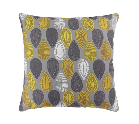 Coussin Passepoil 60 X 60 Cm Palpito Anthracite Jaune