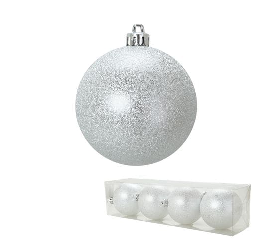 Set De 4 Boules Argent 8 Cm