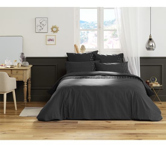 Housse De Couette Agathe Poivre Anthracite 200x200cm