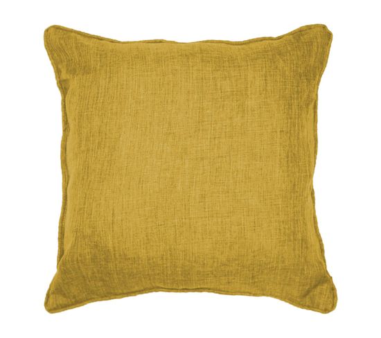 Coussin Passepoil 60 X 60 Cm Chambray Uni Newtons Jaune