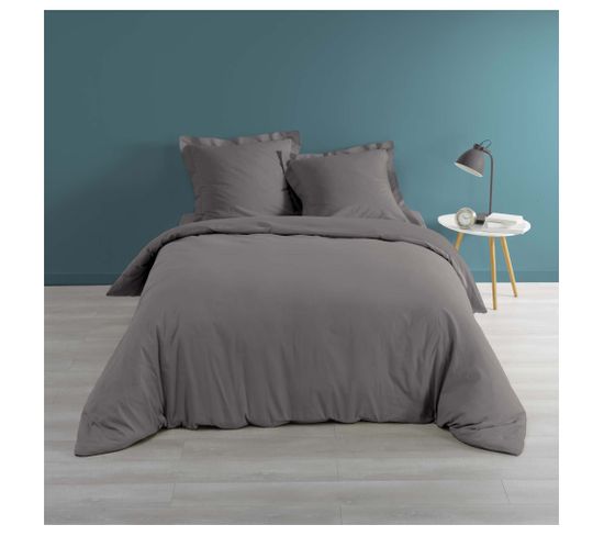 Housse De Couette Percale 240 X 220 Cm Percalines Anthracite