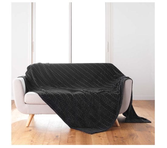 Plaid Flanelle 180 X 220 Cm Aryas Noir