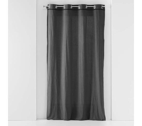 Rideau à Oeillets Voile Coton Lave 135 X 240 Cm Lanette Anthracite