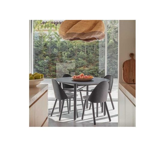 Table De Repas Ronde Frêne Noir 120 Cm - Teulat Junco