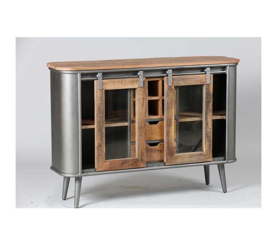 Buffet 2 Portes, 6 Niches, 2 Tiroirs Bois/metal - Jink