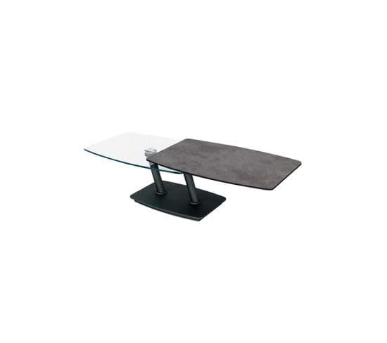 Table Basse Articulée Acier/verre/céramique Gris N°2 - Verro