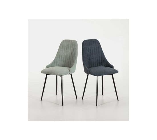 Duo De Chaises Pivotantes Simili Cuir/tissu Bleu - Lema