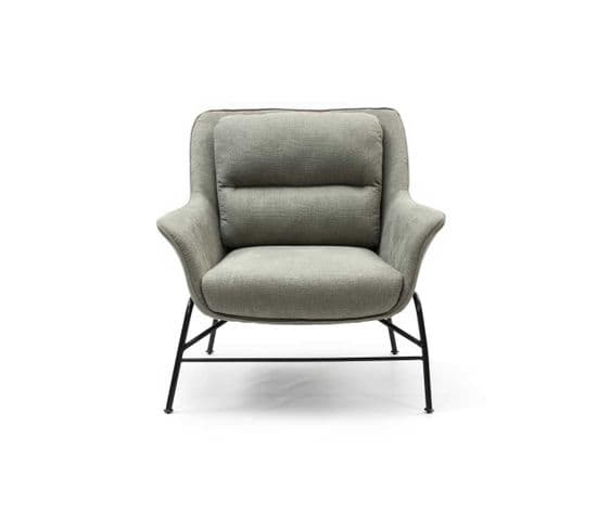 Fauteuil Avec Accoudoirs Vert Gris Tissu/métal - Teulat Sadira