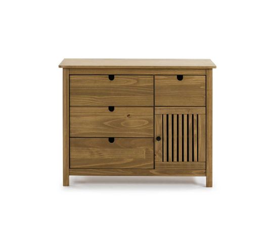 Commode 1 Porte 4 Tiroirs Bois - Branu