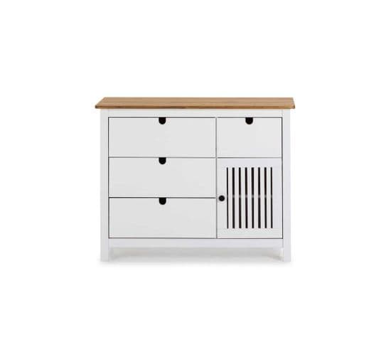 Commode 1 Porte 4 Tiroirs Bois/blanc - Branu