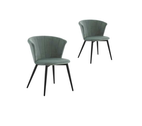 Duo De Chaises Arrondies Velours Vert D'eau - Bolup