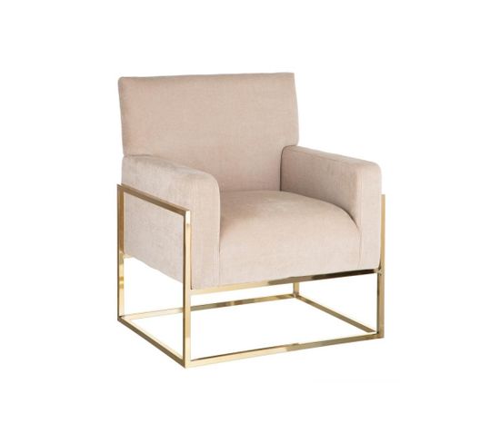 Fauteuil Métal Doré/tissu Beige - Nofoa