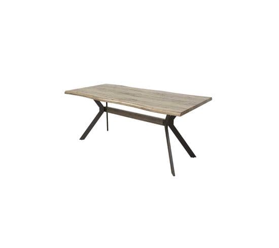 Table De Repas Rectangulaire 200 Cm Bois Naturel/métal - Cyrille