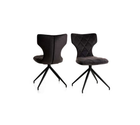 Duo De Chaises Tissu Anthracite/métal - Lidiane