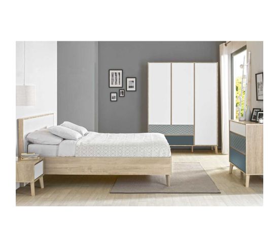 Chambre Adulte Complète (140*200) Chêne Blond - Esmey