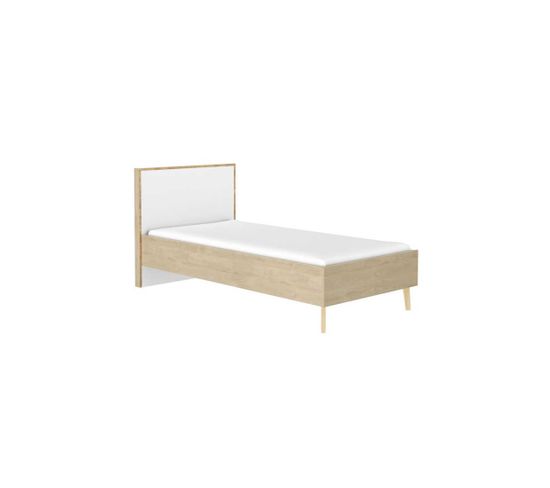 Cadre + Tête De Lit 120*200 Cm Chêne Blond/blanc - Esmey