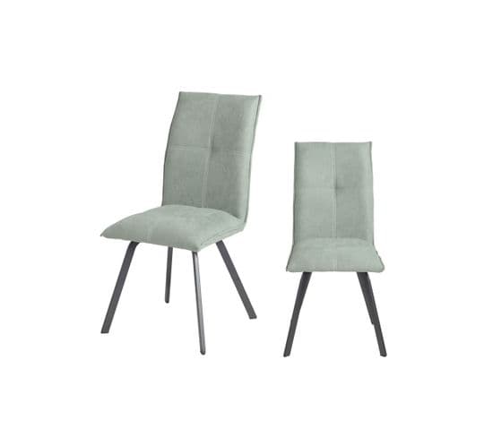 Duo De Chaises Métal/tissu Vert - Fresno