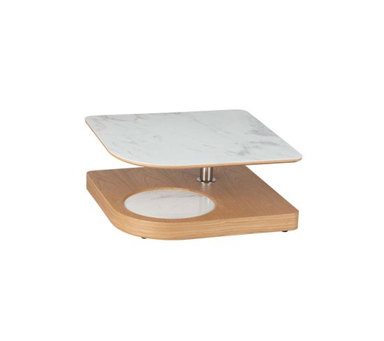 Table Basse Carrée Articulée Bois/marbre Blanc - Lampang