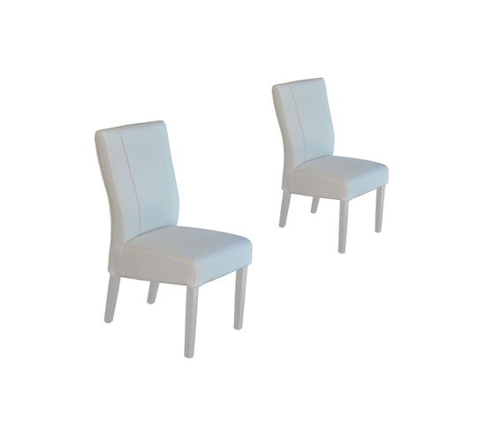 Duo De Chaises Simili Cuir Blanc - Atrani