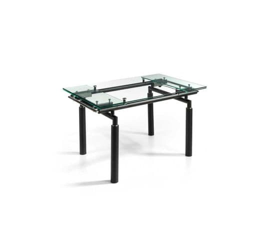 Table De Repas Extensible Verre/noir Mat - Pokeno