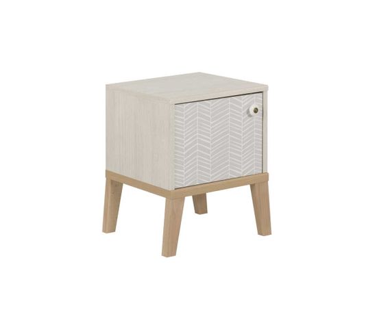 Table De Chevet 1 Porte Bois Blanchi - Solveig