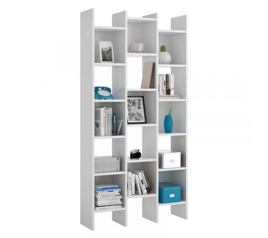 Etagère 9 Niches Blanc - Liam - L 96 X L 25 X H 192 Cm