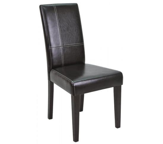 Duo De Chaises Simili Cuir Marron/noir - Samet - L 45 X L 58 X H 95.5 Cm