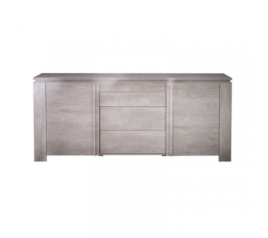 Buffet 2 Portes 3 Tiroirs Chêne Beige - Toulouse - L 205 X L 42 X H 87 Cm