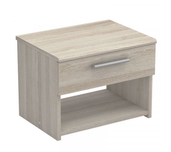 Table De Chevet 1 Niche 1 Tiroir Chêne Clair - Oda - L 42.5 X L 32 X H 32 Cm