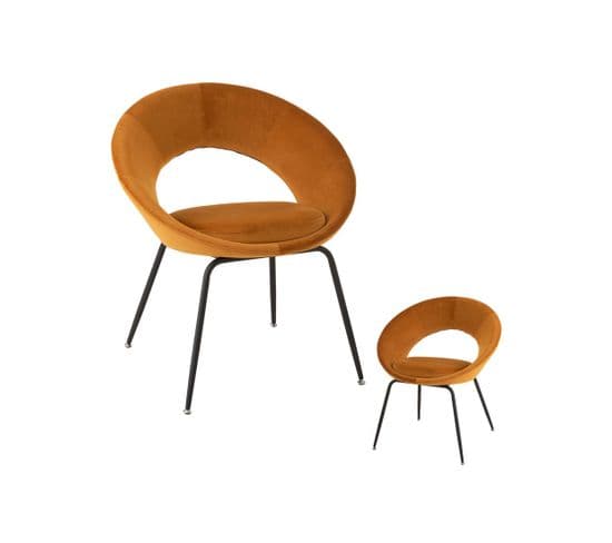 Duo De Chaises Velours Ocre/métal - Tychy N°1