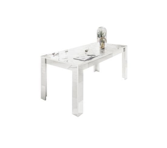 Table De Repas Rectangulaire Laquée Blanc Brillant - Kioo