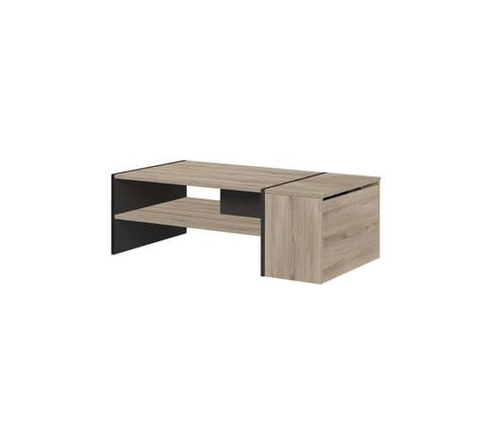 Table Basse Avec Coffre Noir/bois Clair - Chicala