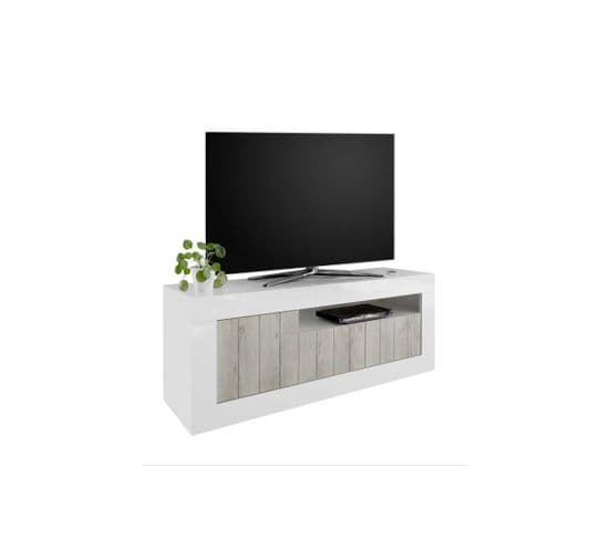 Meuble TV 3 Portes Blanc/pin Blanc - Lubio