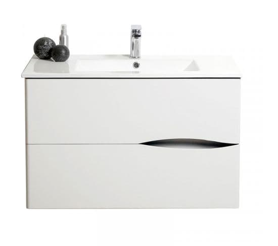 Meuble Sous Vasque Suspendu 2 Tiroirs 70 Cm Blanc - Bido