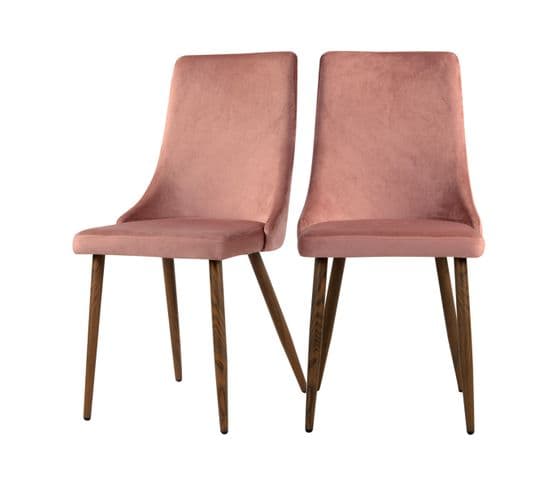 Chaise Vinni En Velours Rose (lot De 2)