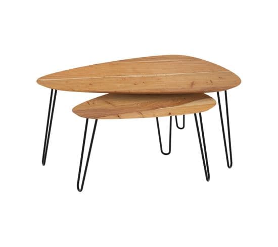 Table Basse Gigogne Kiwi En Bois D'acacia (lot De 2)