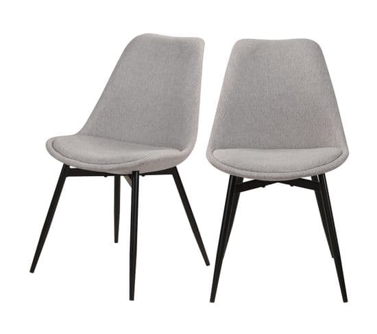 Chaise Filipi En Tissu Gris Clair Chiné (lot De 2)