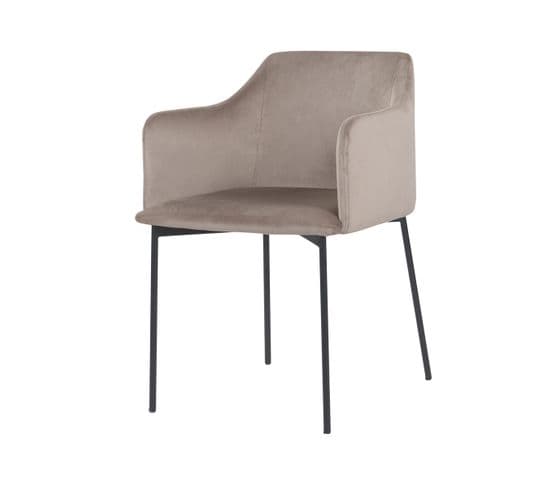 Fauteuil Glam En Velours Beige