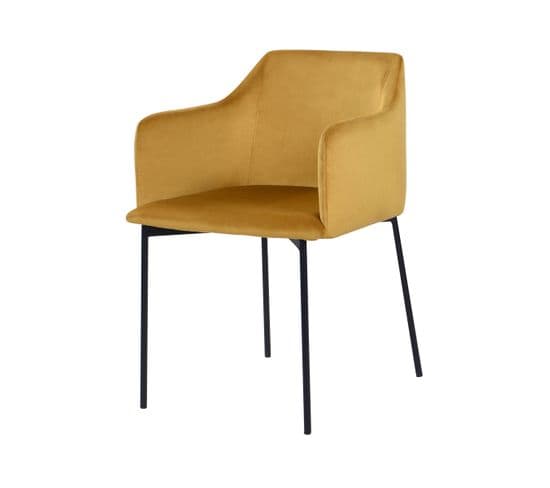 Fauteuil Glam En Velours Jaune Moutarde