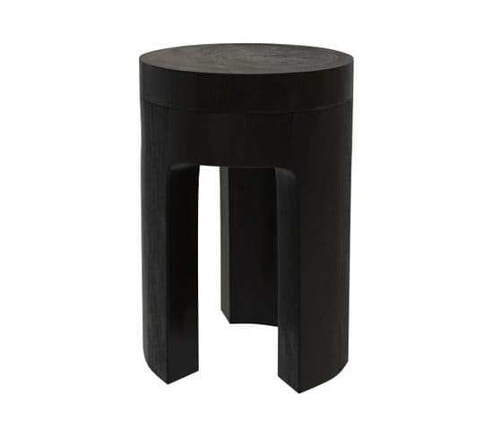 Table D'appoint Sonda Noire En Bois De Suar D30 Cm