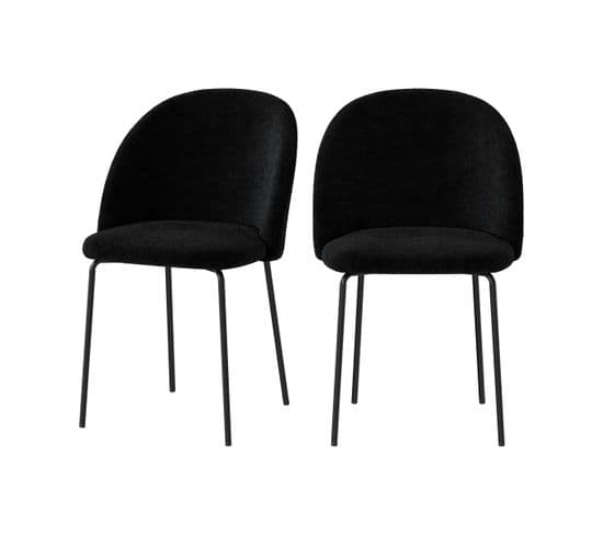 Chaise Karl En Tissu Bouclé Noir (lot De 2)