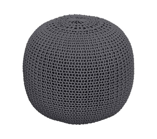 Pouf Tricot Gris Foncé Elisa D40 Cm