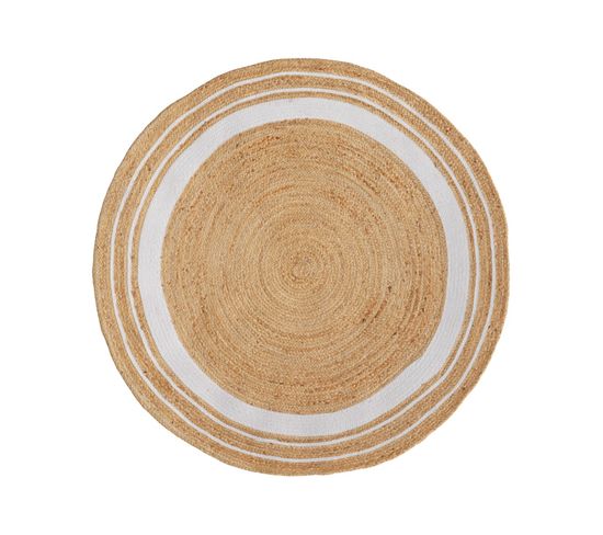 Tapis Rond Anaïs En Jute Naturel Et Blanc D150 Cm