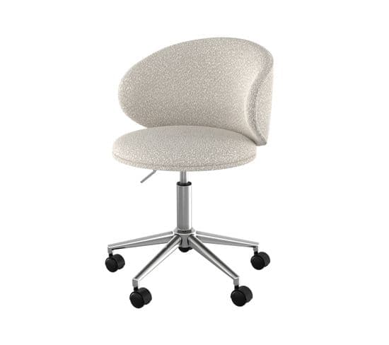 Chaise De Bureau Aurore En Tissu Bouclé Blanc