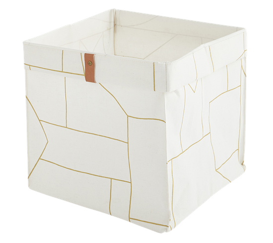 Panier De Rangement Pliable En Polycoton Blanc 31x31x31cm