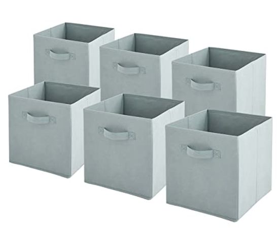 Lot de 6 paniers pliables en tissu sauge 31x31x31cm