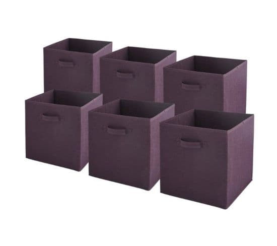 Lot de 6 paniers pliables en tissu violet 31x31x31cm