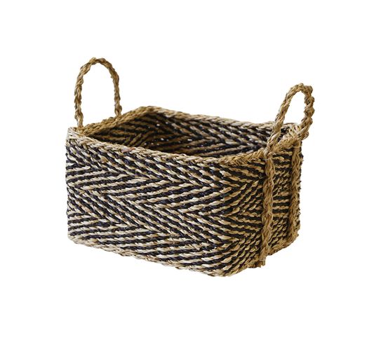 Panier De Rangement En Jonc De Mer Tressé 24x19x13cm