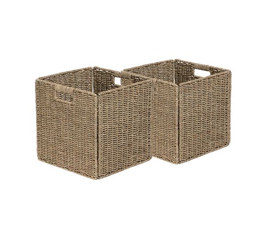 Lot de 2 paniers de rangement pliables en jonc de mer 31x31x31cm